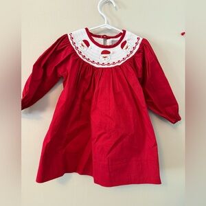 Lil Cactus Smocked Santa Red Long Sleeve Dress